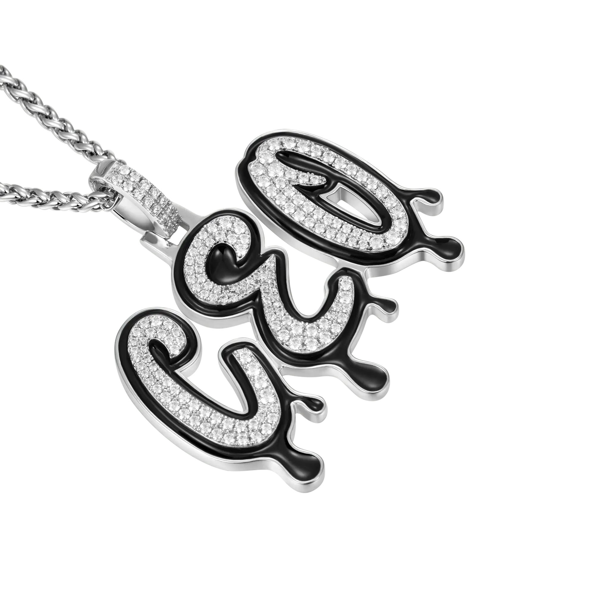 Custom Iced Out Enamel Dripping Font Pendant