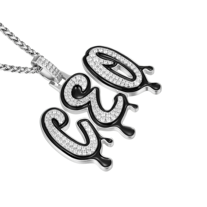 Custom Iced Out Enamel Dripping Font Pendant