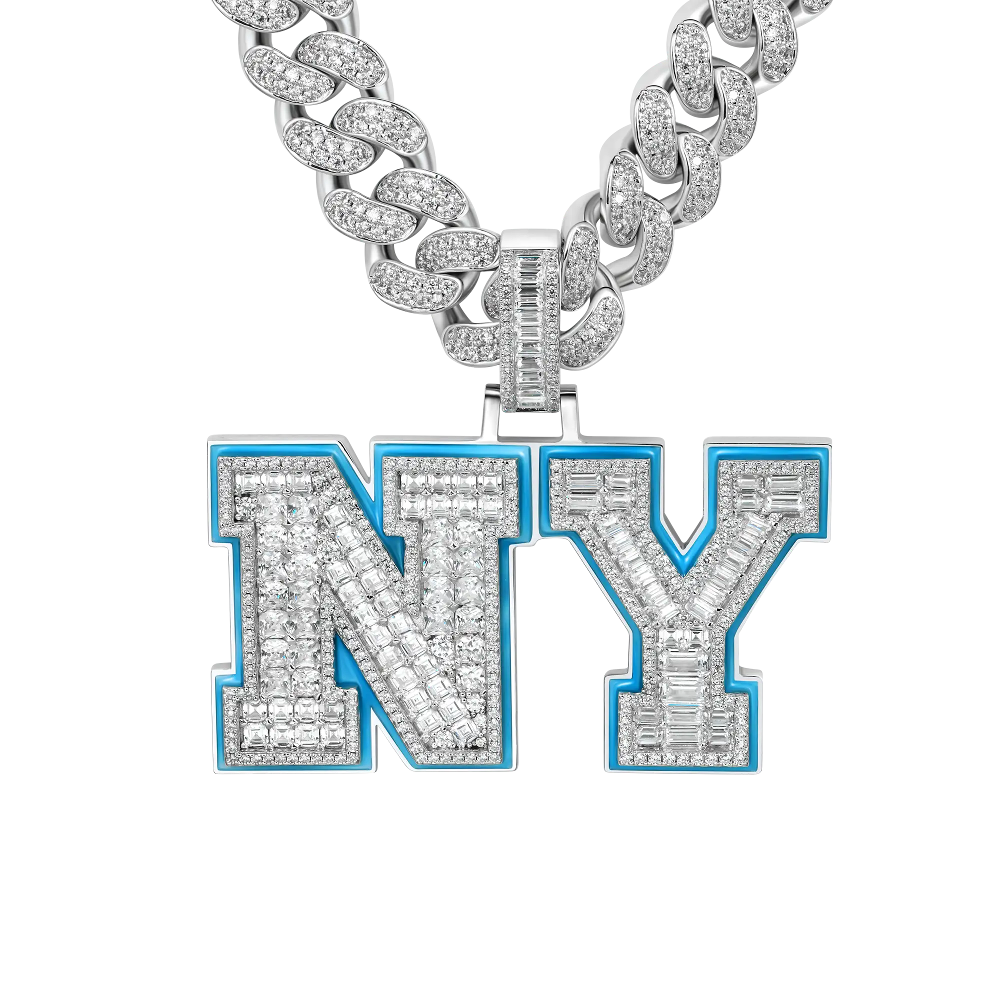 Custom Emerald Cut Moissanite University Font Letter/Number Pendant