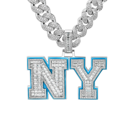 Custom Emerald Cut Moissanite University Font Letter/Number Pendant