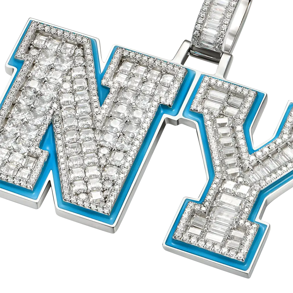 Custom Emerald Cut Moissanite University Font Letter/Number Pendant