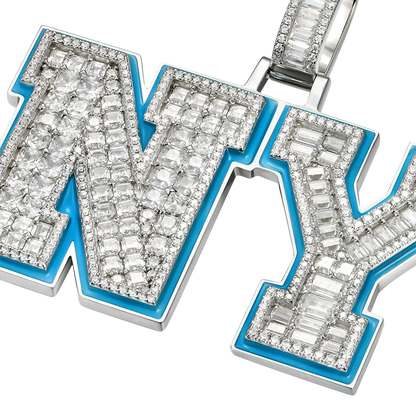 Custom Emerald Cut Moissanite University Font Letter / Number Pendentif