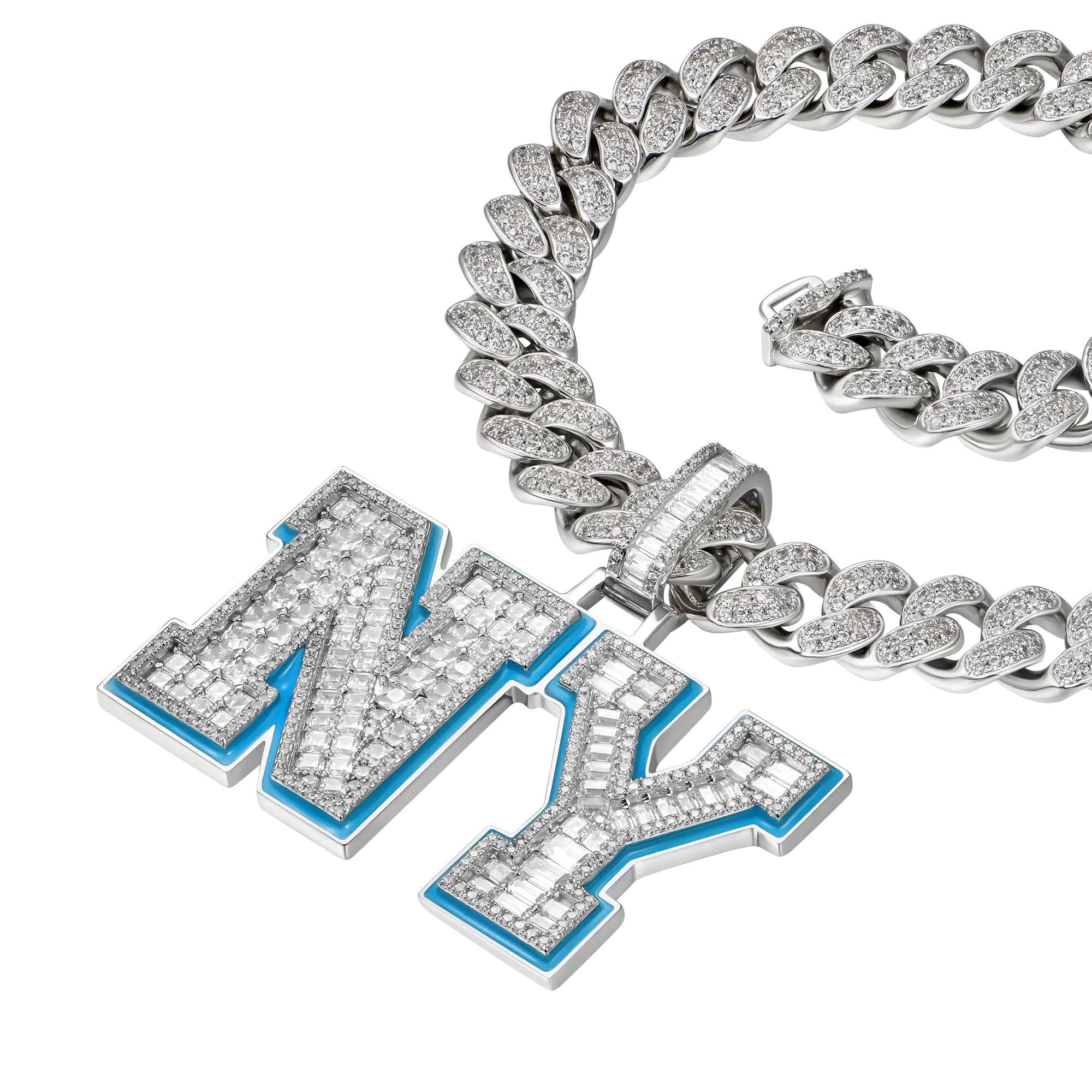 Custom Emerald Cut Moissanite University Font Letter / Number Pendentif