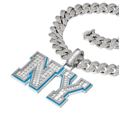 Custom Emerald Cut Moissanite University Font Letter / Number Pendentif