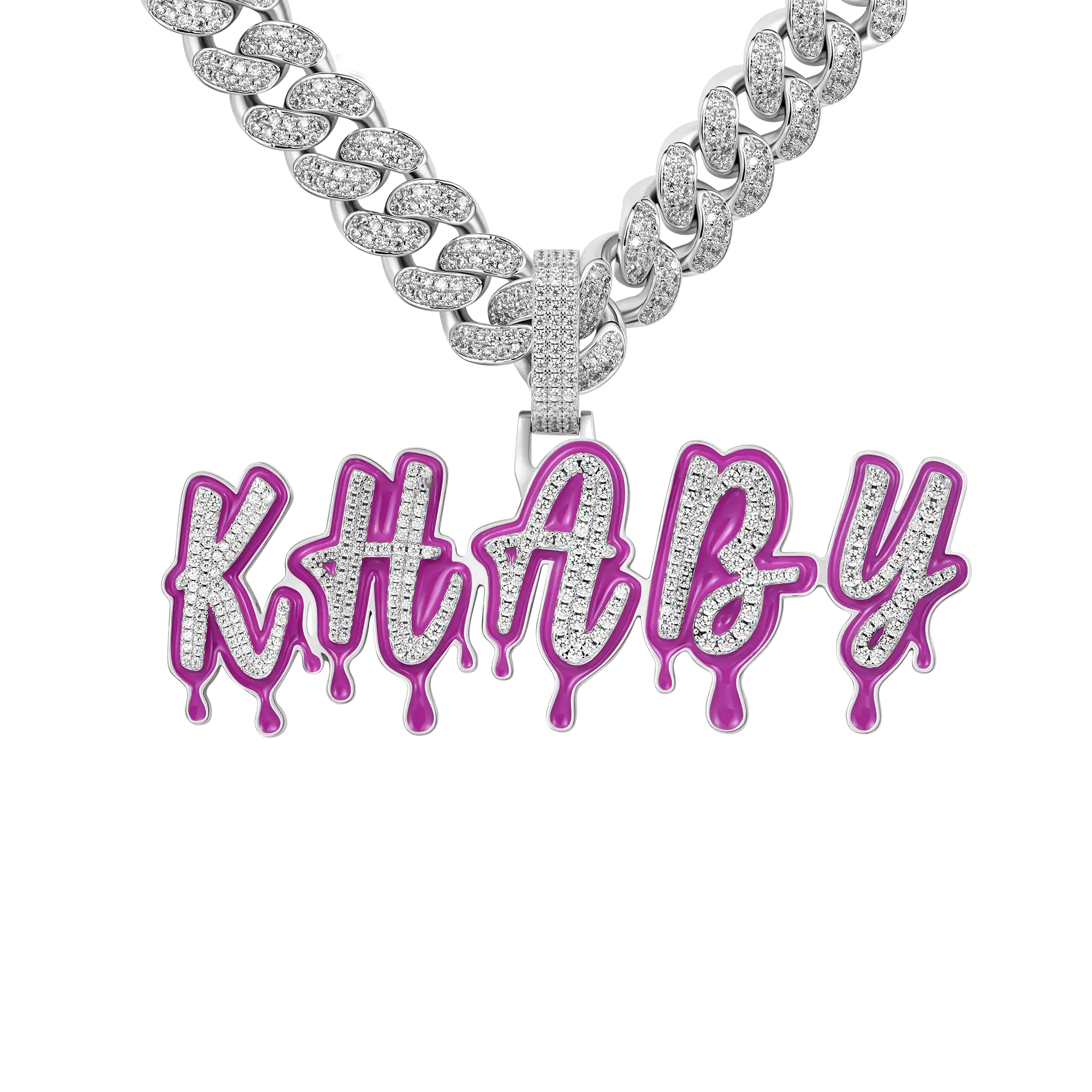 Custom Iced Out Enamel Dripping Font Pendant