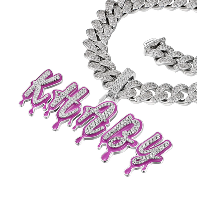 Ciondolo con carattere gocciolante smaltato personalizzato
