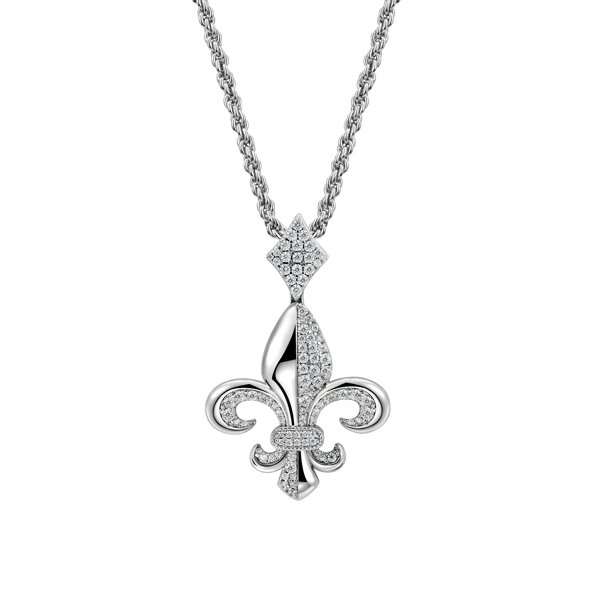 Moissanite Fleur de lis Pendant