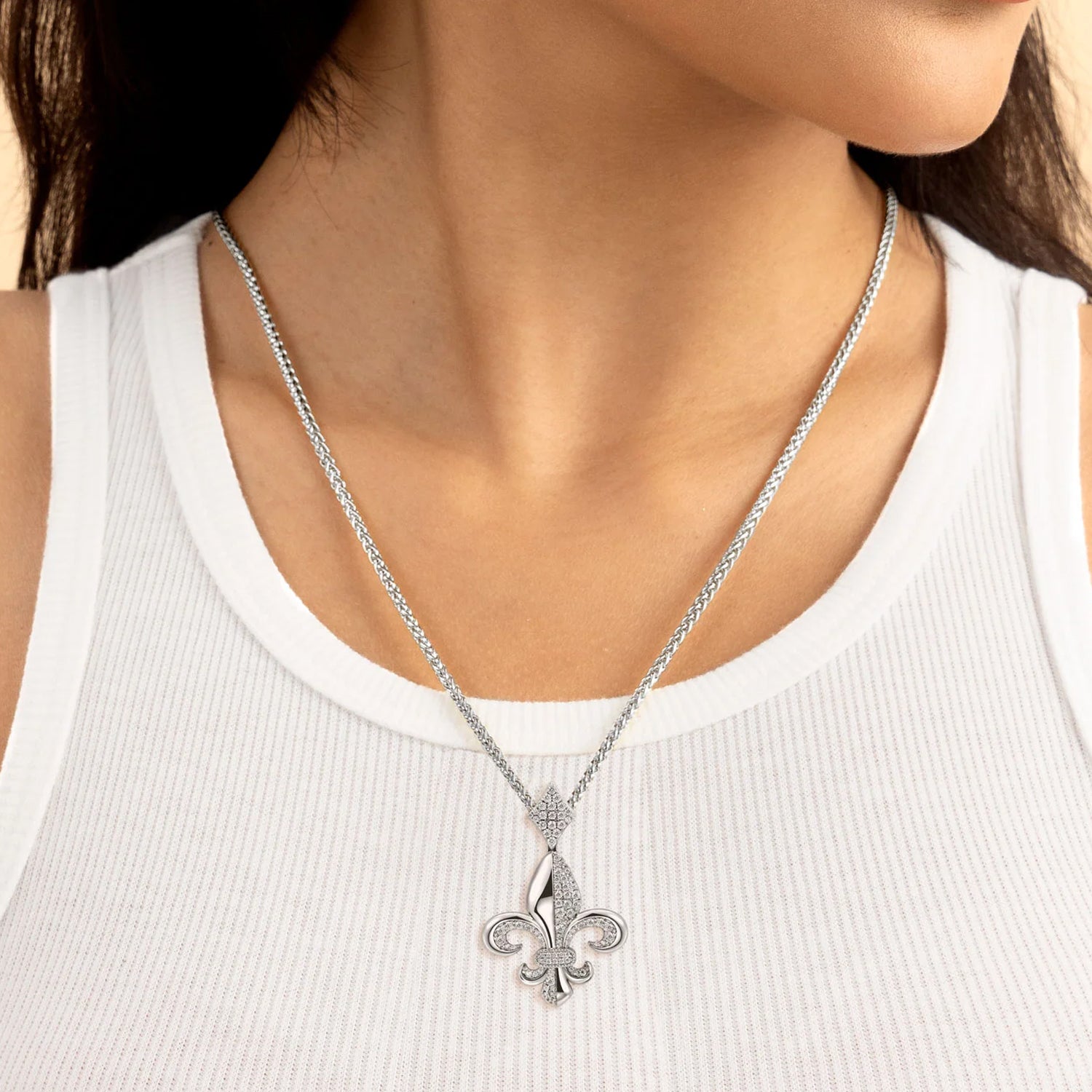 Moissanite Fleur de lis Pendant