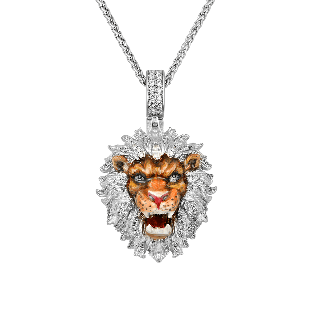 Fearless Lion Enamel Miniature Pendant