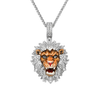 Fearless Lion Enamel Miniature Pendant