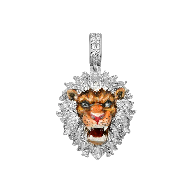 Fearless Lion Enamel Miniature Pendant - APORRO