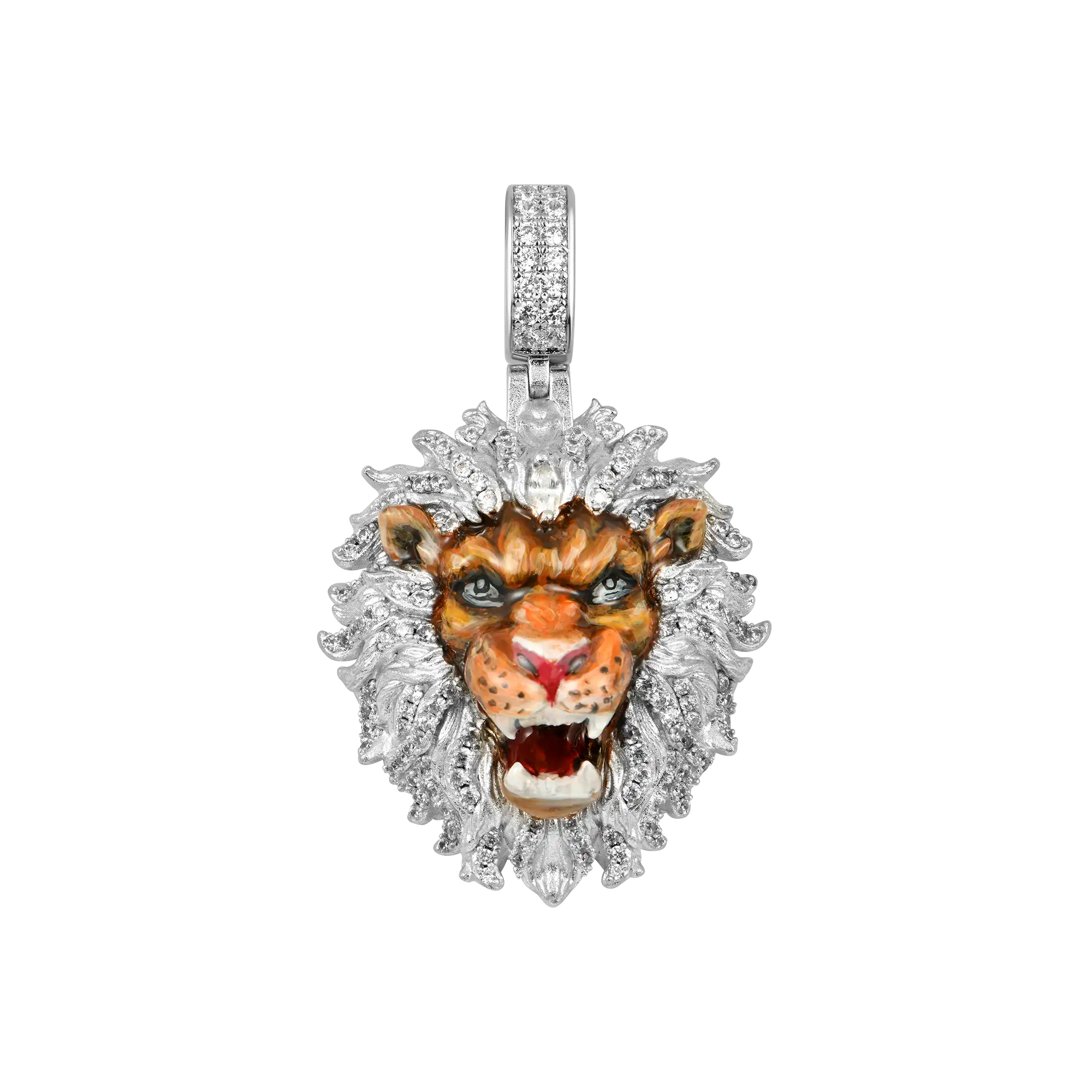 Women's Fearless Lion Enamel Miniature Pendant