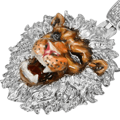 Pendentif miniature en émail du lion sans peur