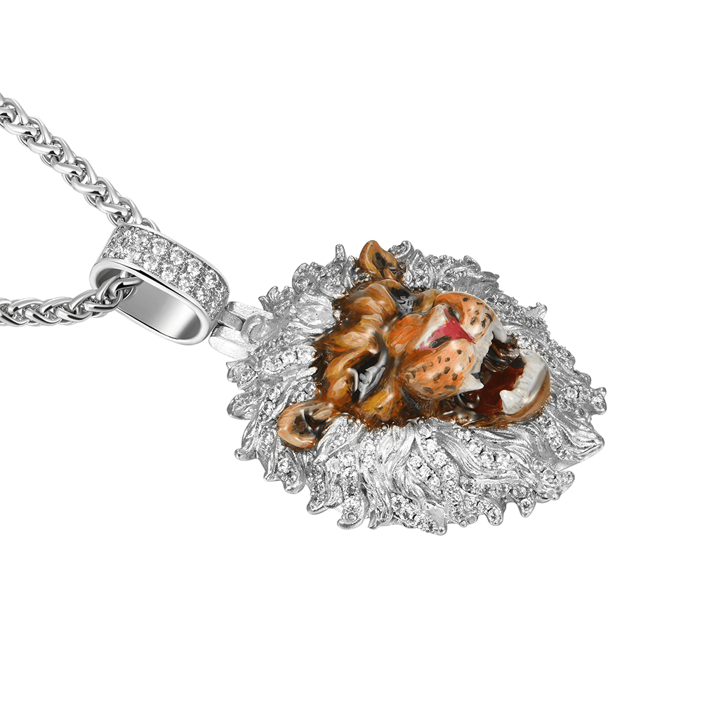 Pendentif miniature en émail du lion sans peur