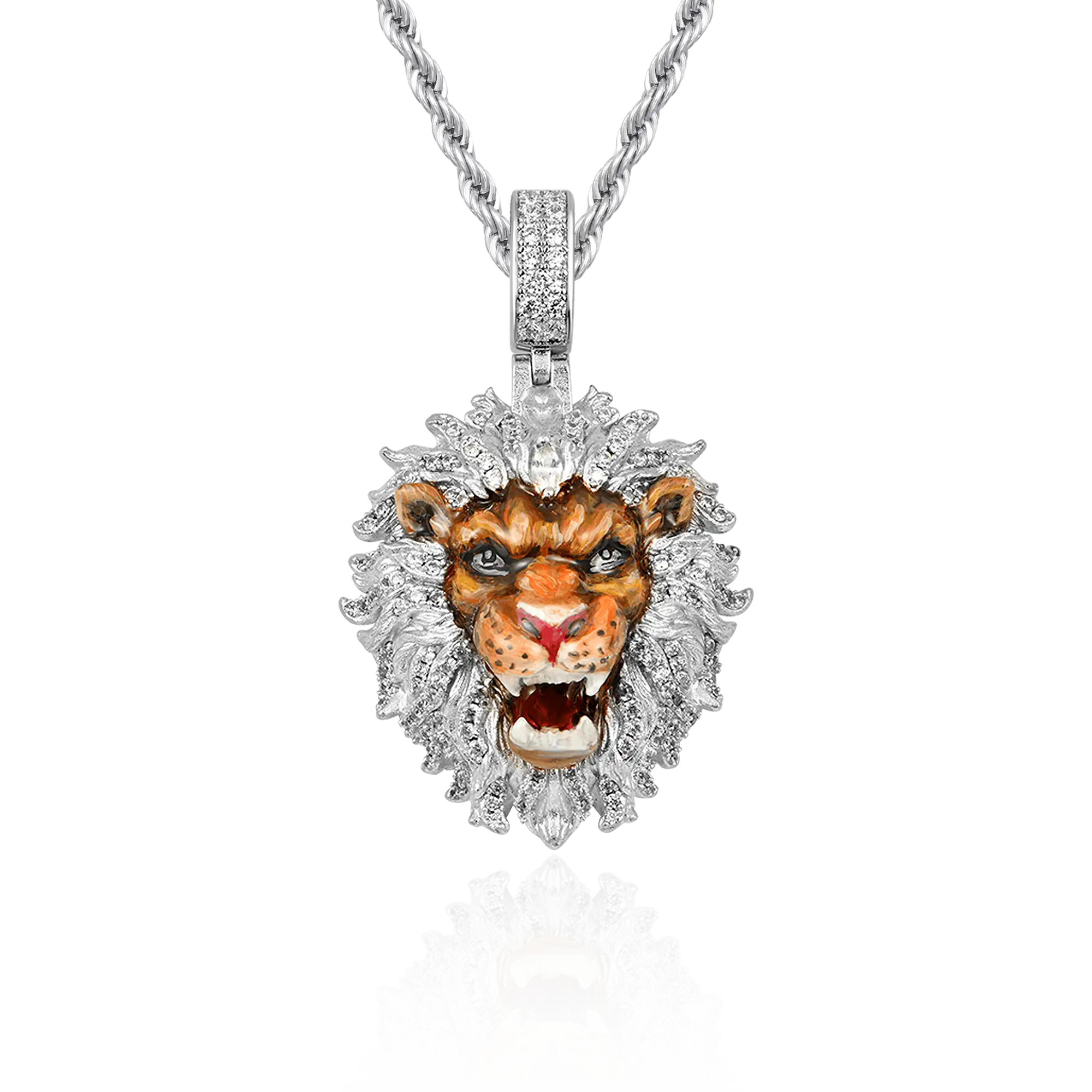 Pendentif miniature en émail du lion sans peur