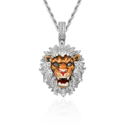 Fearless Lion Enamel Miniature Pendant