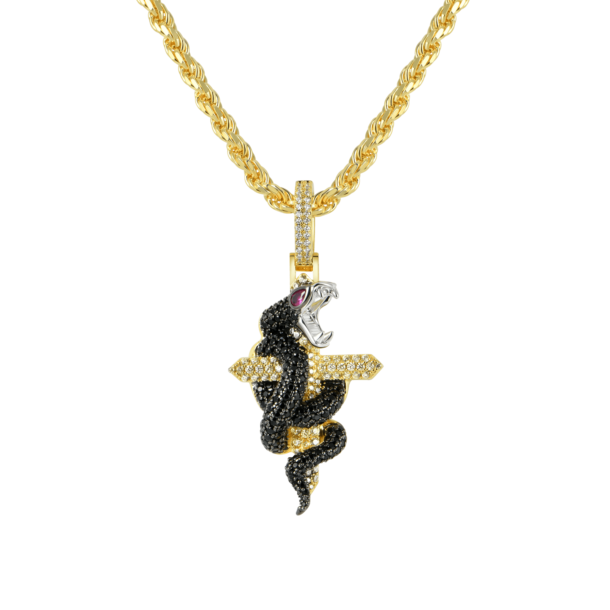 Iced Python Cross Pendant