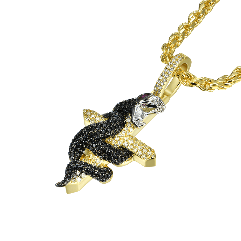 Iced Python Cross Pendant