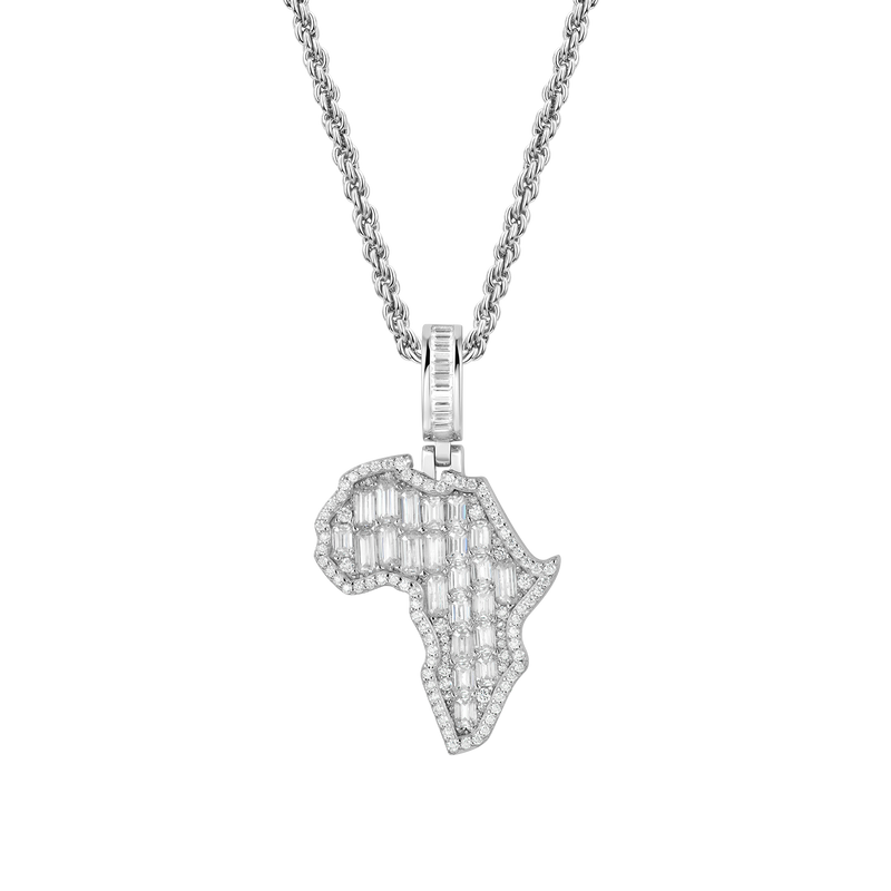 Ciondolo con mappa dell'Africa in moissanite - APORRO