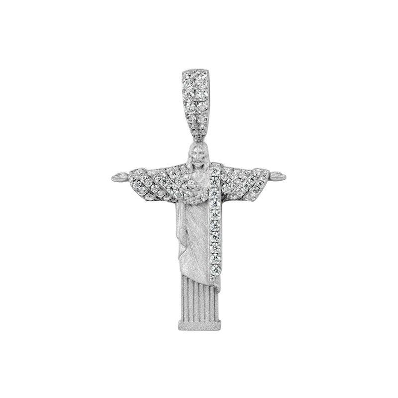 Ciondolo Cristo Redentor in micro moissanite - APORRO HIP HOP JEWELRY - APORRO