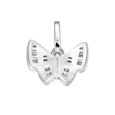Colgante de mariposa con corte baguette mixto de moissanita