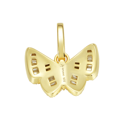 Colgante de mariposa con corte baguette mixto de moissanita