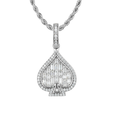 Moissanite Emerald Cut Spade Pendant
