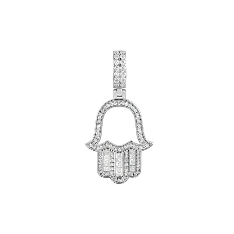 Moissanite Princess Cut Hamsa Pendant - APORRO