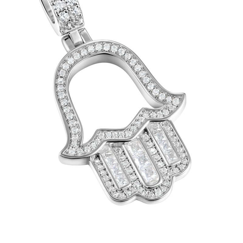 Moissanite Princess Cut Hamsa Pendant - APORRO