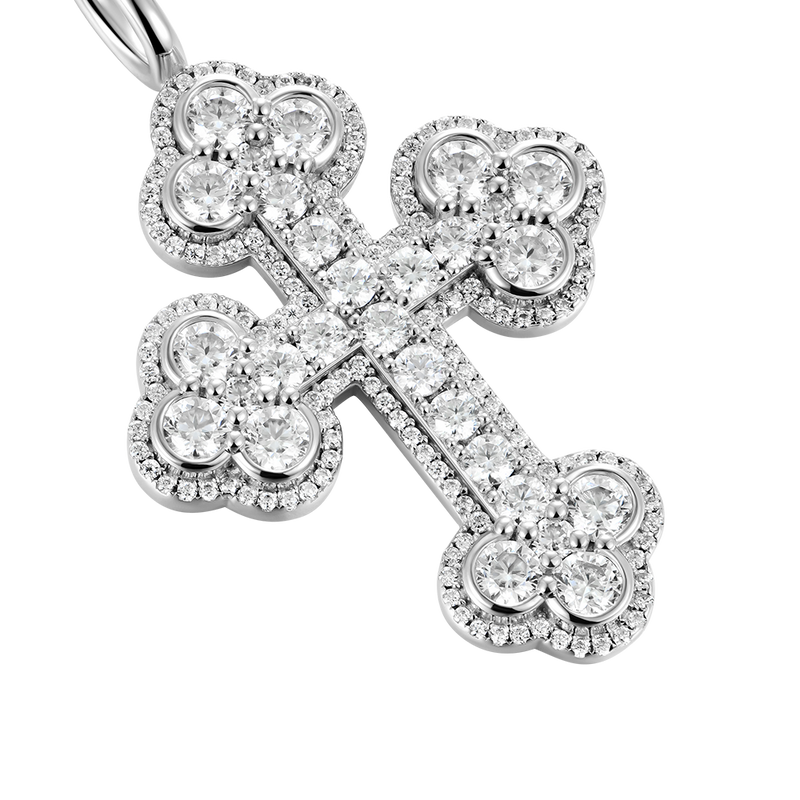 Moissanite Silver Double-Layered Bottoni Cross Pendant - APORRO