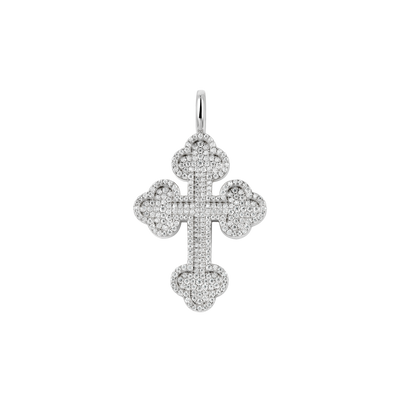 Pendentif croix Bottoni double couche en argent moissanite