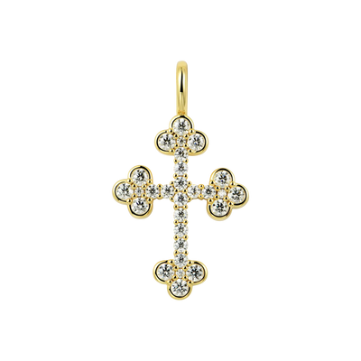 Ciondolo Croce Bottoni in Argento Moissanite