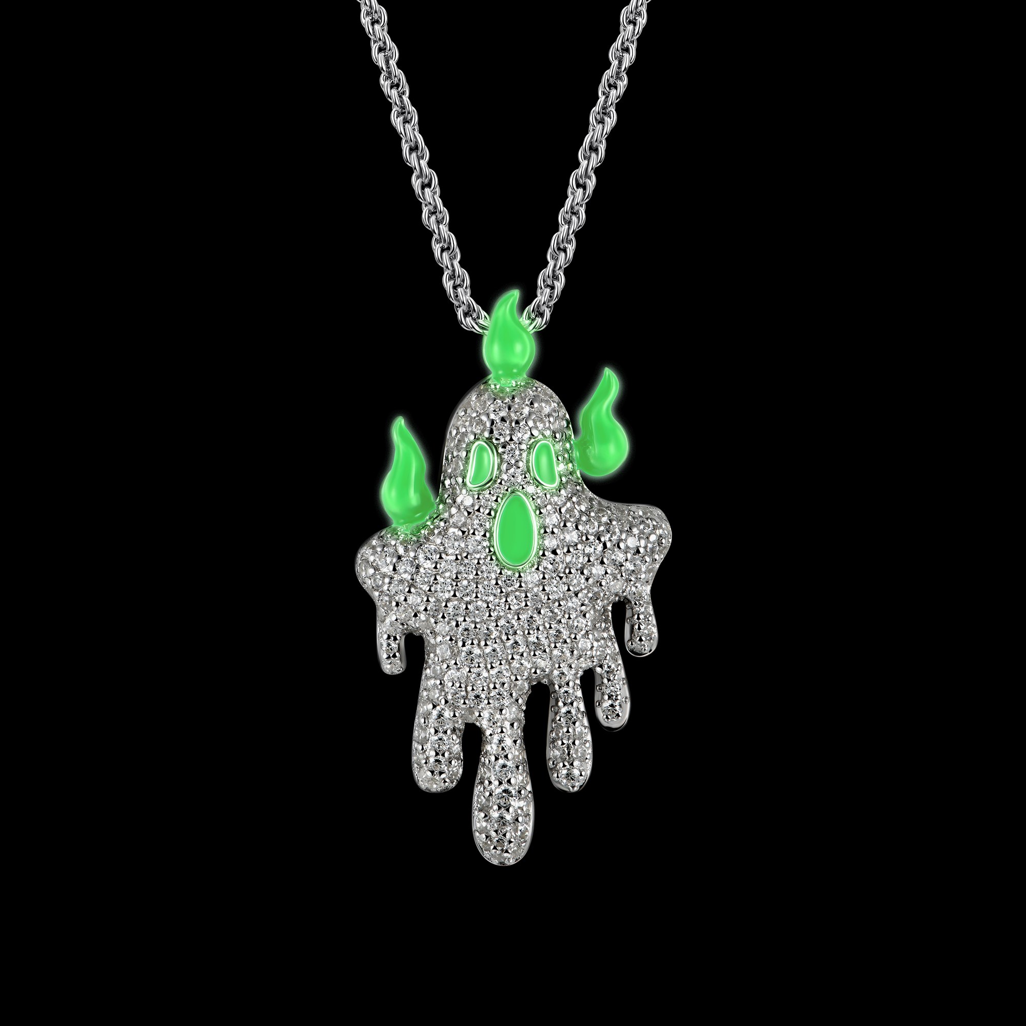 Pendentif lumineux vert fantôme