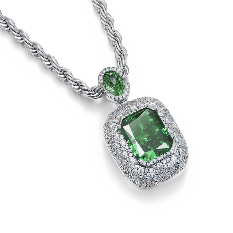 Crushed Ice Emerald Cut Pendant - APORRO