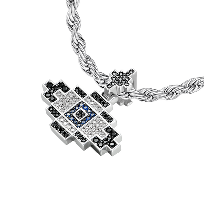 Retro Pixel Evil Eye Pendant