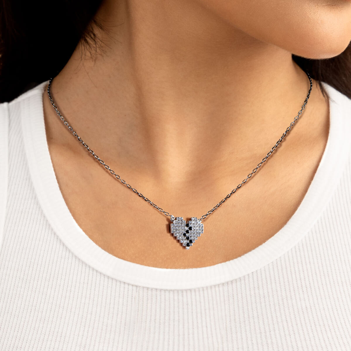 Pixel Broken Heart  Necklace