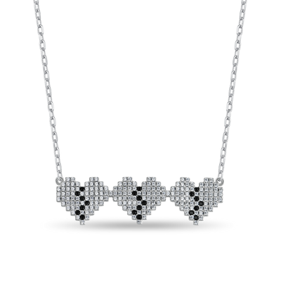 Collar de píxeles con tres corazones rotos