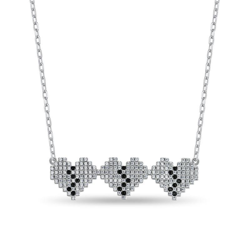 Dreifach gebrochenes Herz-Pixel-Halskette - APORRO