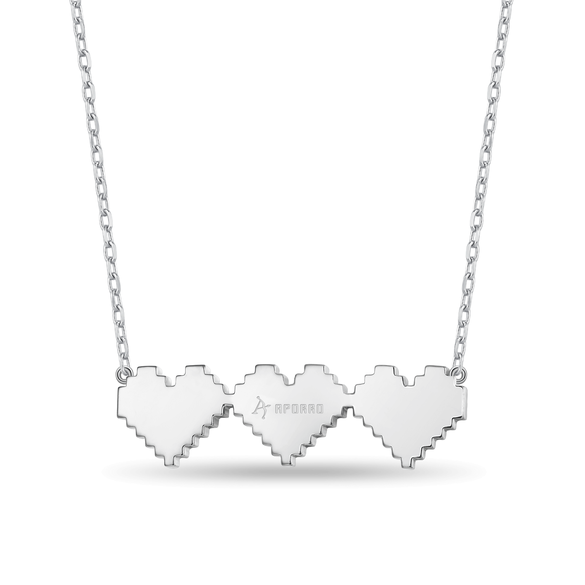 Tri-Broken Heart Pixel Necklace