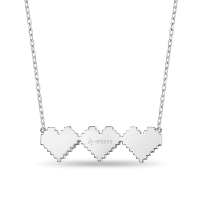 Tri-Broken Heart Pixel Necklace