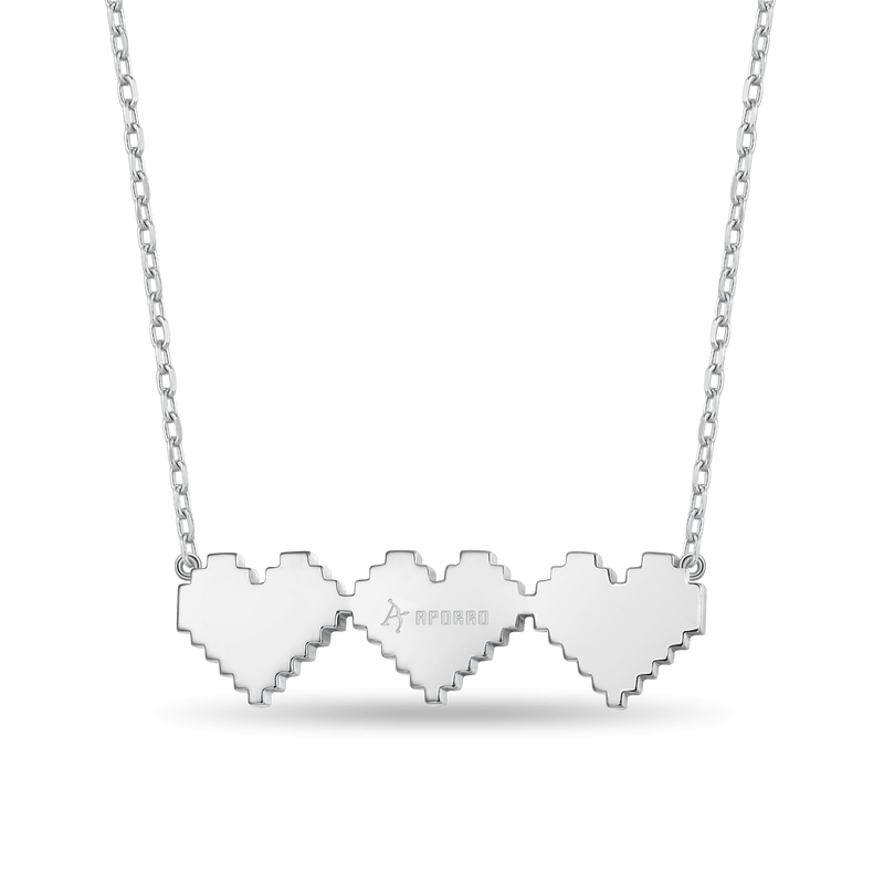 Tri-Broken Heart Pixel Necklace - APORRO
