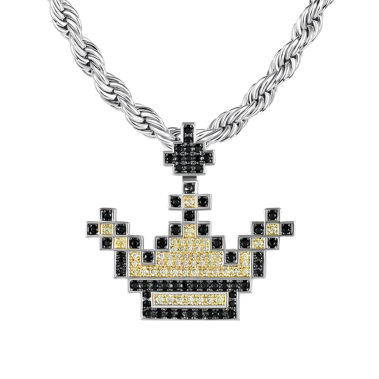 Pendentif Couronne Pixel Rétro 