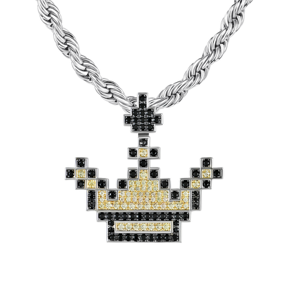 Pendentif Couronne Pixel Rétro 