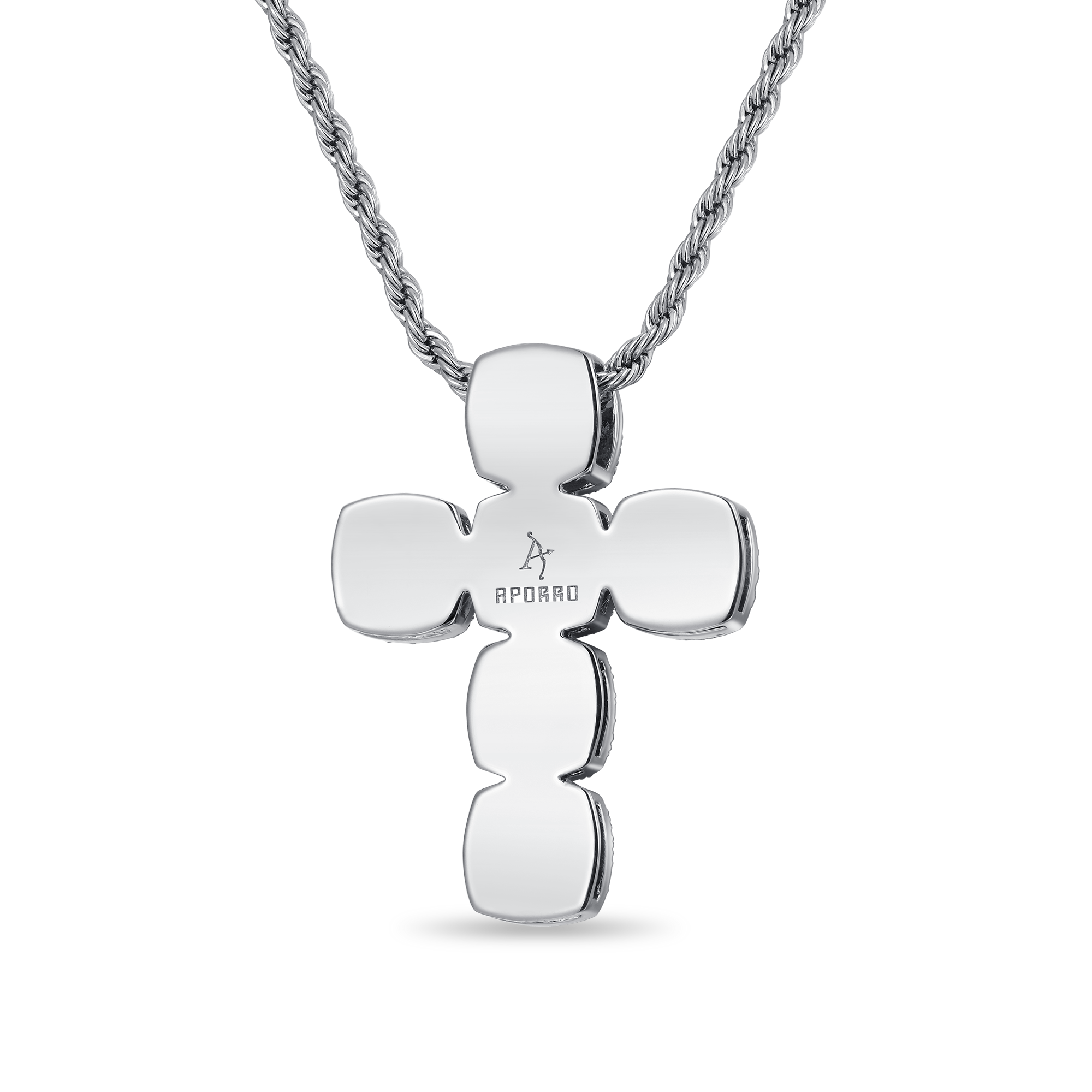 Radiant Cut Clustered Cross Pendant - Aquamarine