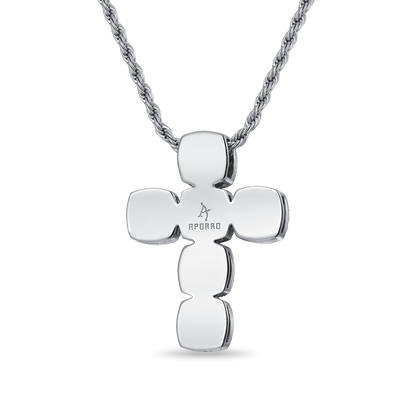 Radiant Cut Clustered Cross Pendant - Aquamarine