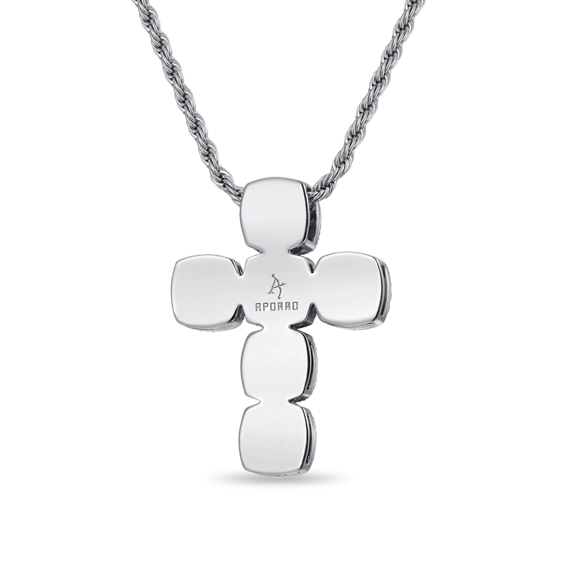 Crushed Ice Radiant Cut Clustered Cross Pendant - APORRO