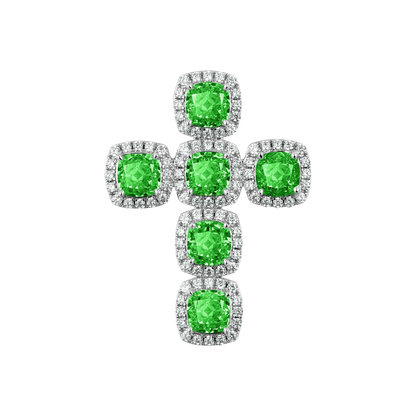 Pendentif en forme de croix à coupe radiante - Vert fantaisie 