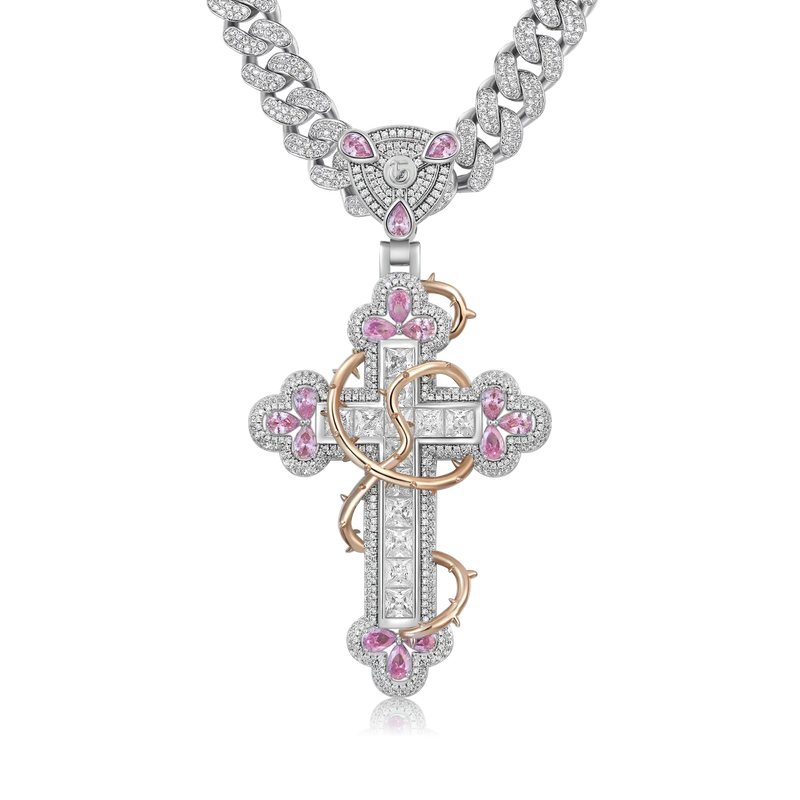 Thorned Blossom Cross Pendant - Medium - APORRO