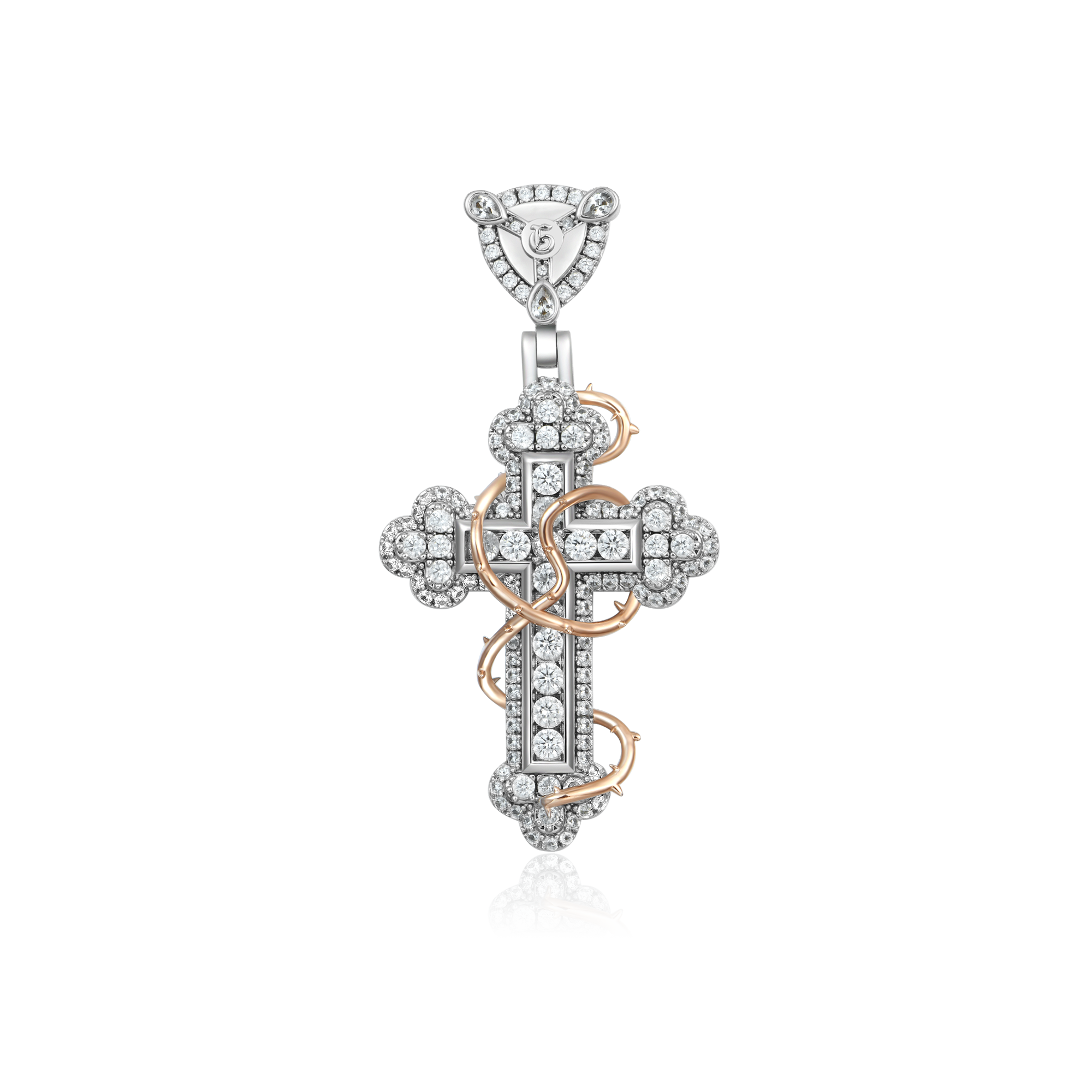 Thorned Blossom Cross Pendant - Small