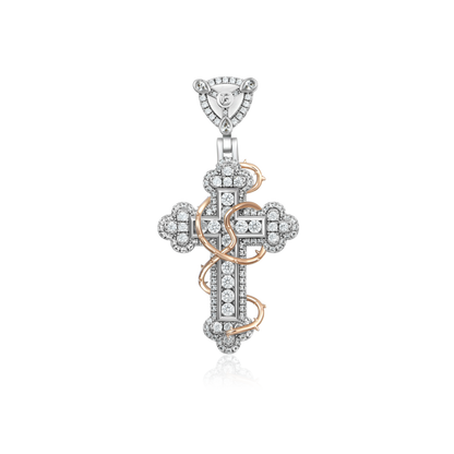 Thorned Blossom Cross Pendant - Small